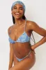 Francesca String Thong Bikini Bottom - Blue Paisley sold by Frankie's Bikinis