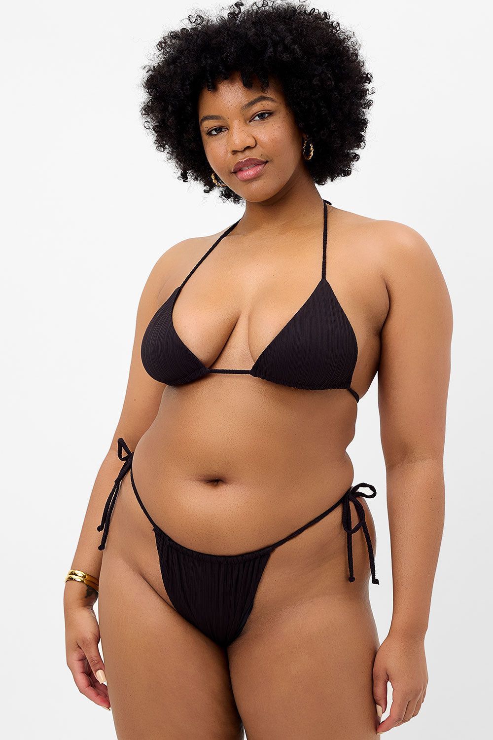 Tia Plissé String Bikini Bottom - Black - Extended sold by Frankie's Bikinis product image thumbnail 2