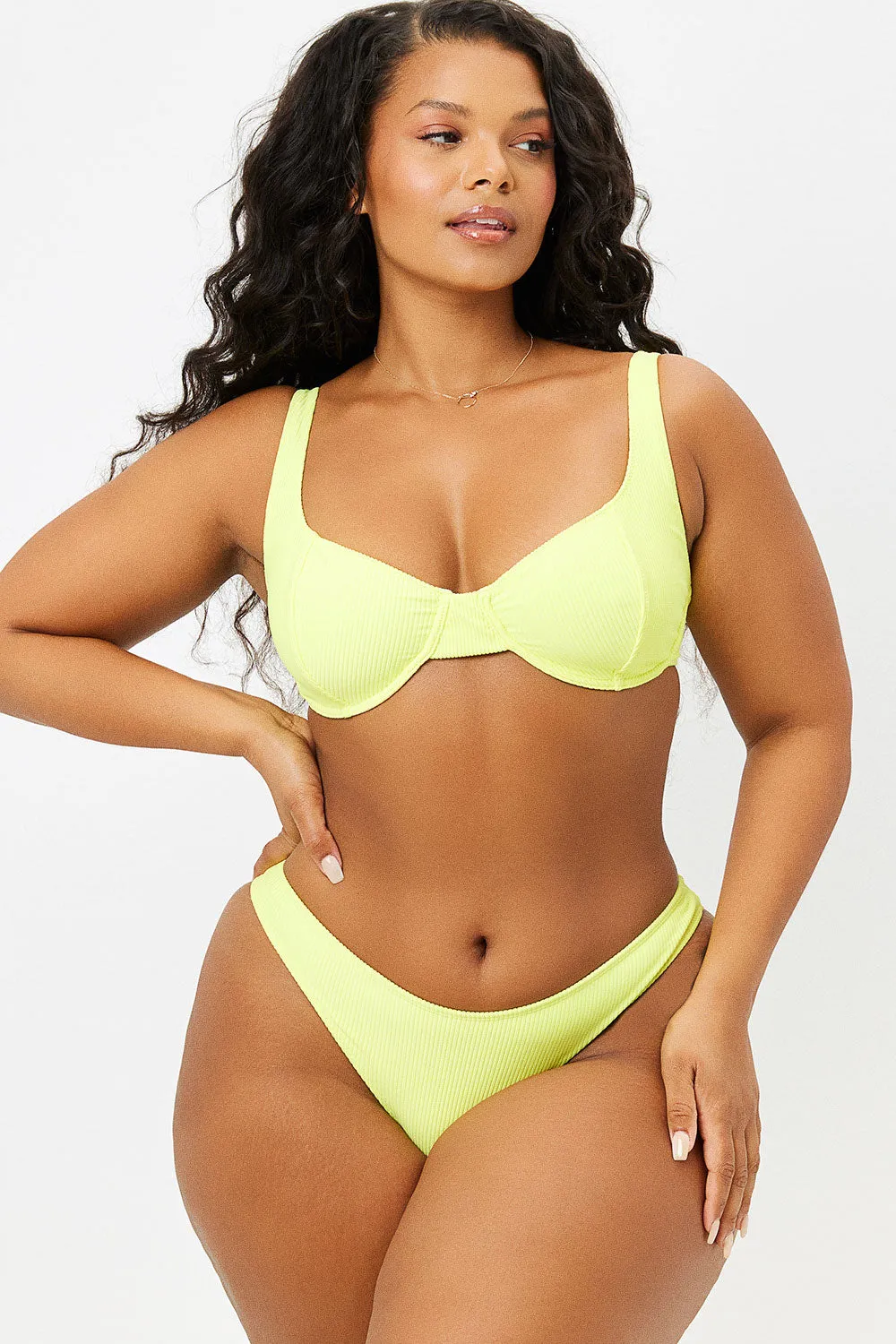 Dawson Ribbed Cheeky Bikini Bottom - Lemonade sold by Frankie's Bikinis product image thumbnail 3