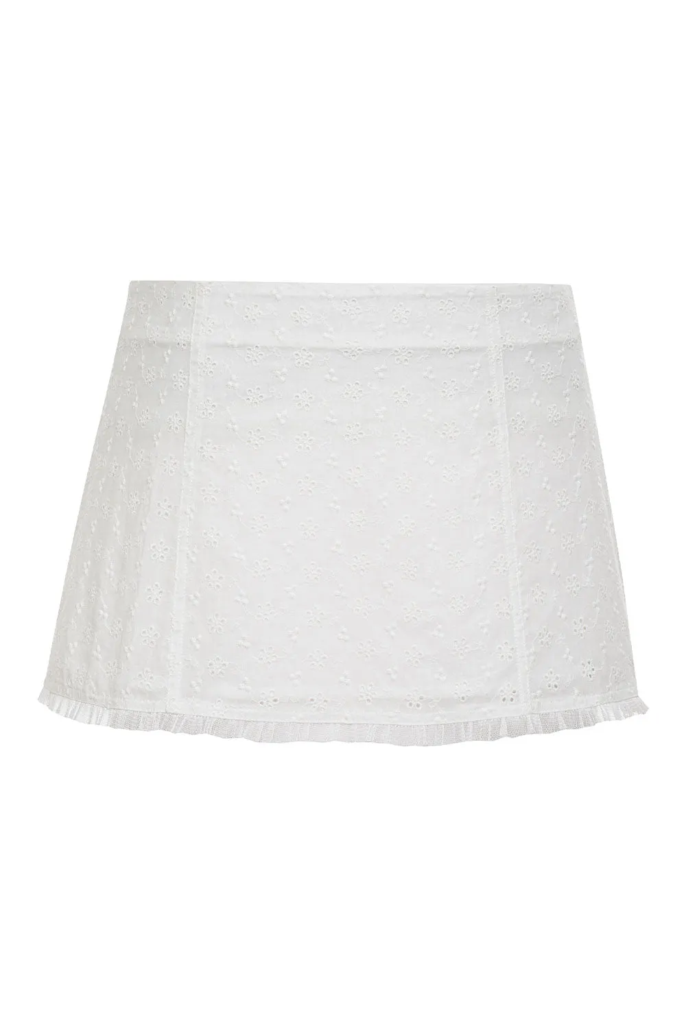 x SYDNEY SWEENEY Bardot Eyelet Mini Skirt - White sold by Frankie's Bikinis product image thumbnail 5