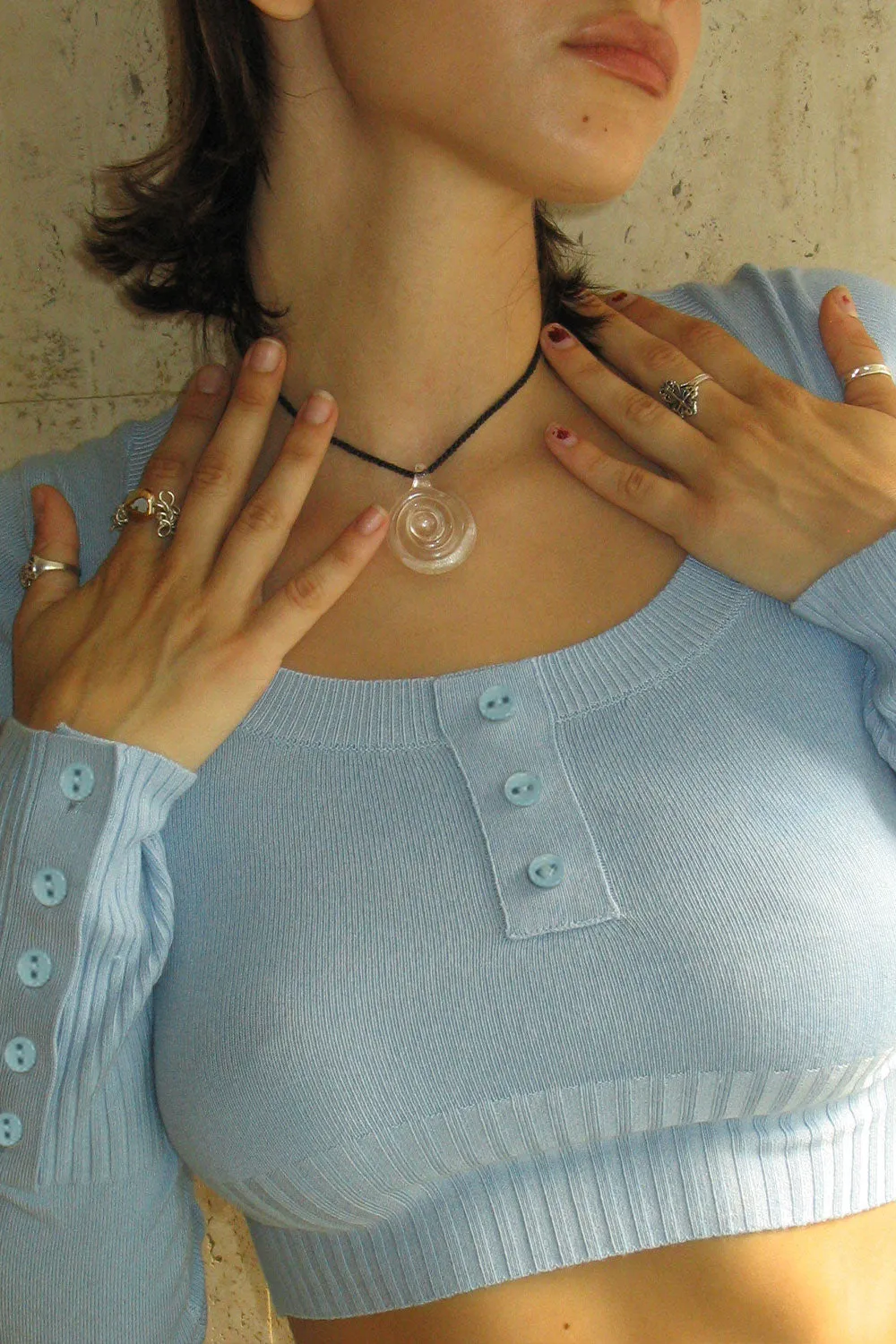 Claude Lightweight Knit Mini Crop Top - Cornflower sold by Frankie's Bikinis product image thumbnail 4