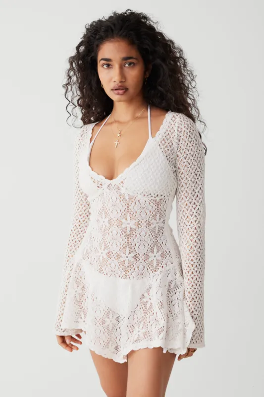 Belle Crochet Mini Dress - White sold by Frankie's Bikinis