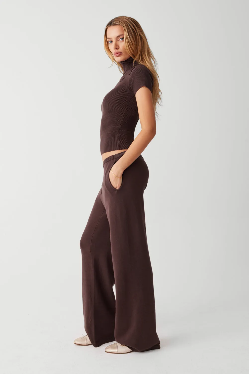 Delilah Low Rise Cloud Knit Pant - Mocha sold by Frankie's Bikinis product image thumbnail 5