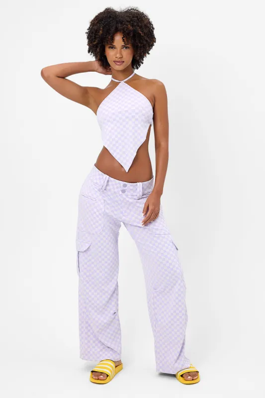 Chilli Checkered Cargo Pant - Purple Check sold by Frankie's Bikinis