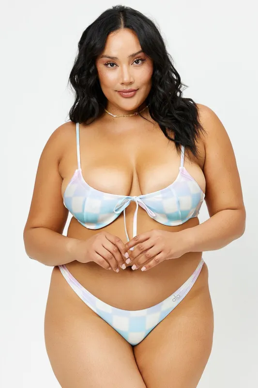 Benji Satin Underwire Bikini Top - Pastel Checker - Extended sold by Frankie's Bikinis