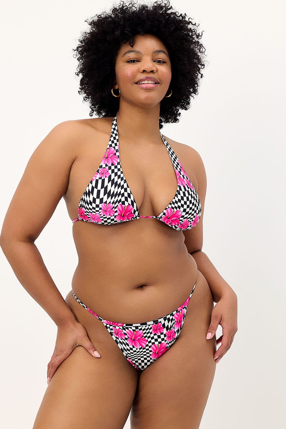 Harmony Shine Thong Bikini Bottom - Black Morrison Hibiscus - Extended sold by Frankie's Bikinis product image thumbnail 2