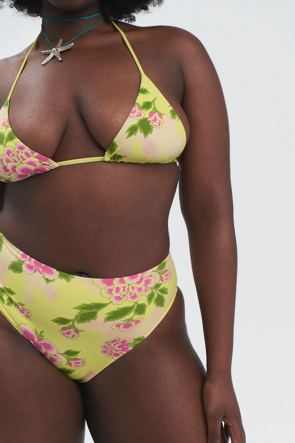Jenna Floral High Waist Bikini Bottom - Mojito sold by Frankie's Bikinis