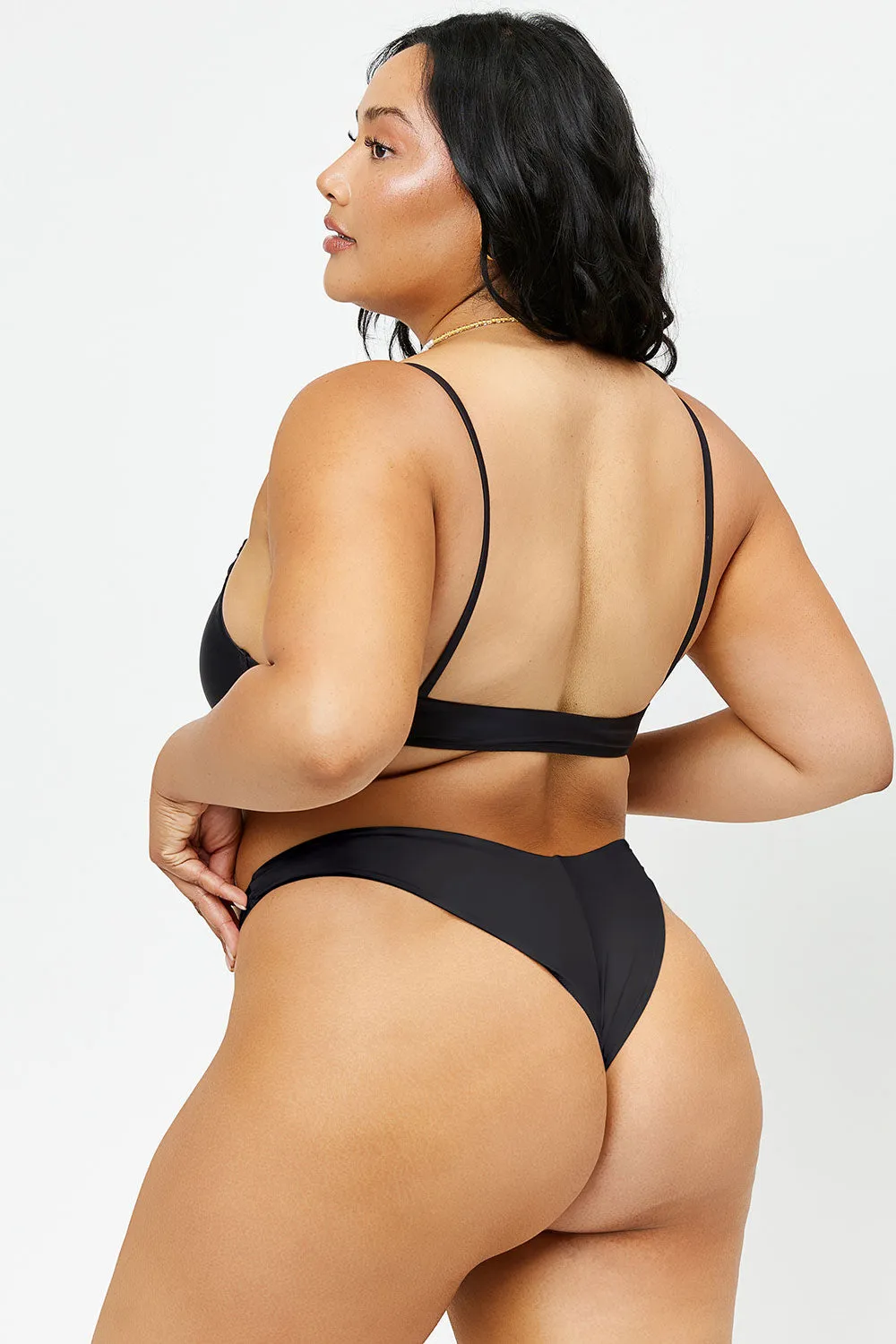 Katarina Satin Cheeky Bikini Bottom - Black sold by Frankie's Bikinis product image thumbnail 2