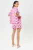 Coco Crochet Button Up Shirt - Pink Checker sold by Frankie's Bikinis