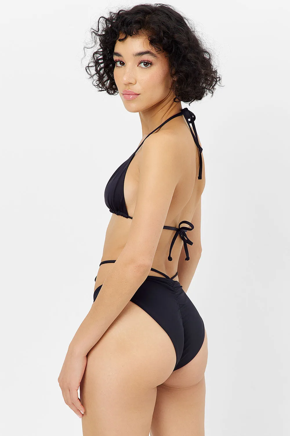 Foxy Tie Front Cheeky Bikini Bottom - Black sold by Frankie's Bikinis