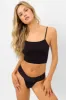 Sofia Plissé Thong Bikini Bottom - Black sold by Frankie's Bikinis