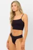 Sofia Plissé Thong Bikini Bottom - Black sold by Frankie's Bikinis