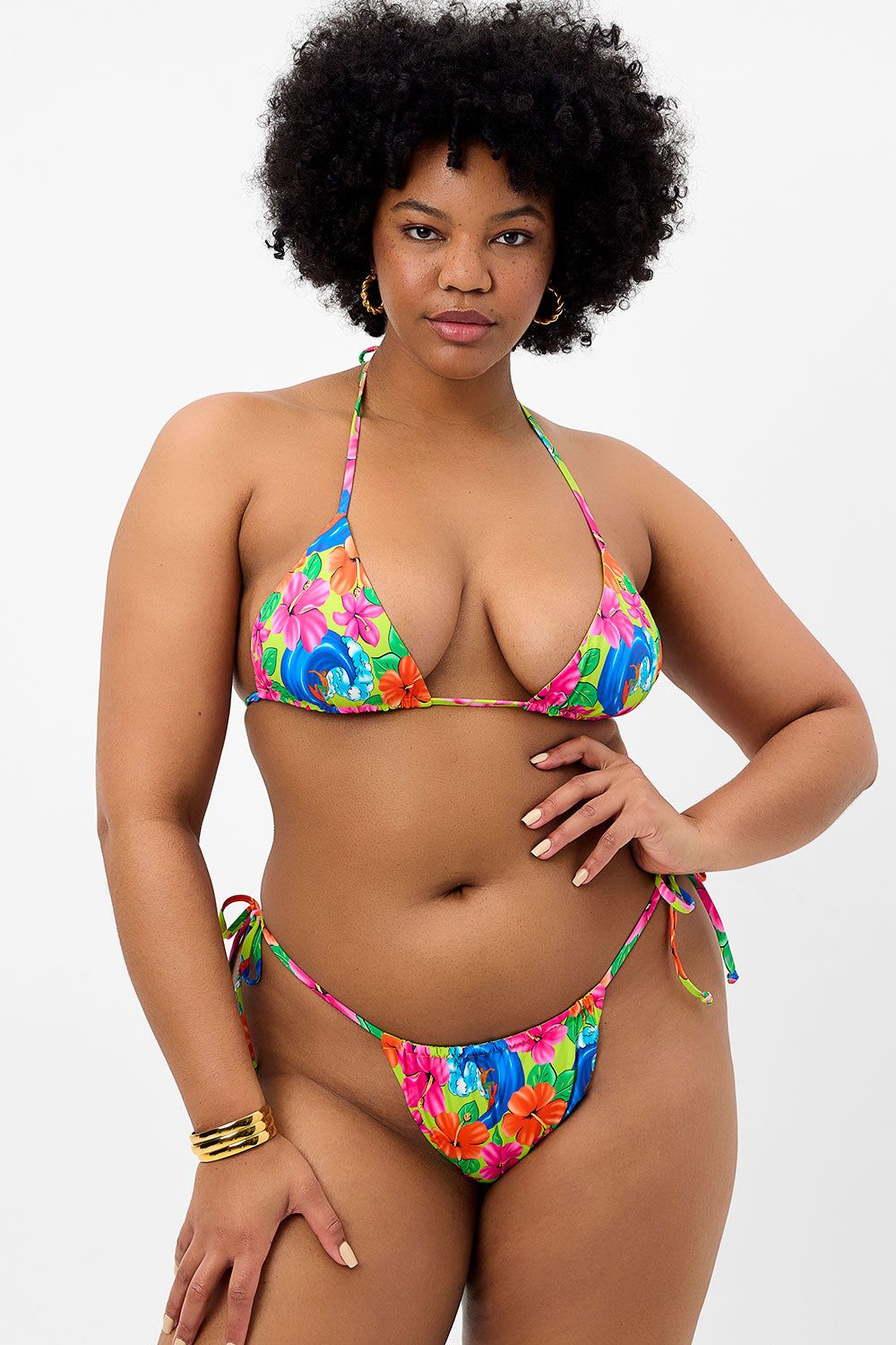 Tia Floral String Bikini Bottom - Neon Surfer - Extended sold by Frankie's Bikinis product image thumbnail 2