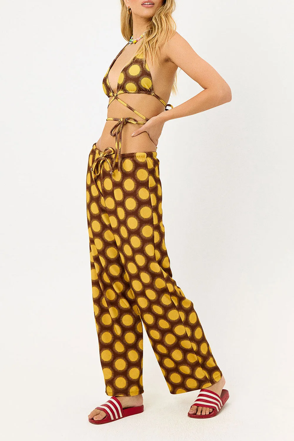 Michelle Low Rise Wide Leg Pants - Golden sold by Frankie's Bikinis product image thumbnail 4