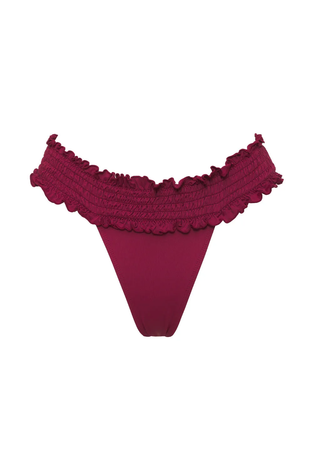 Sofia Ruffle Thong Bikini Bottom - Bordeaux sold by Frankie's Bikinis product image thumbnail 5