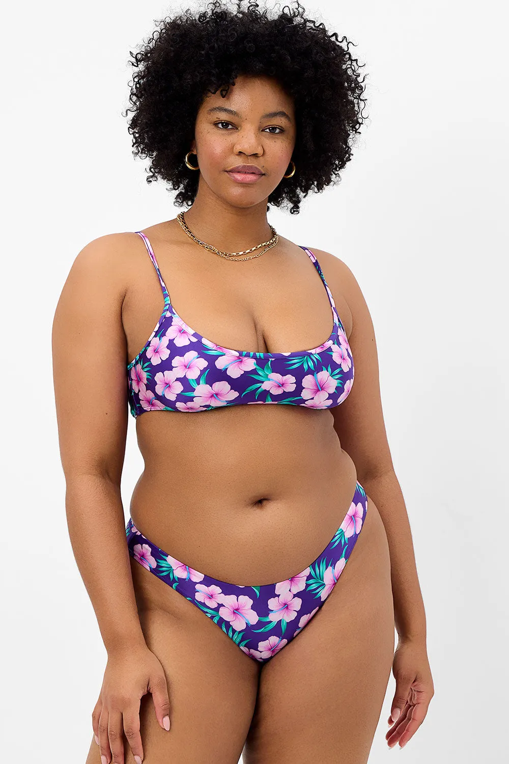 Katarina Shine Cheeky Bikini Bottom - Purple Hibiscus sold by Frankie's Bikinis product image thumbnail 3