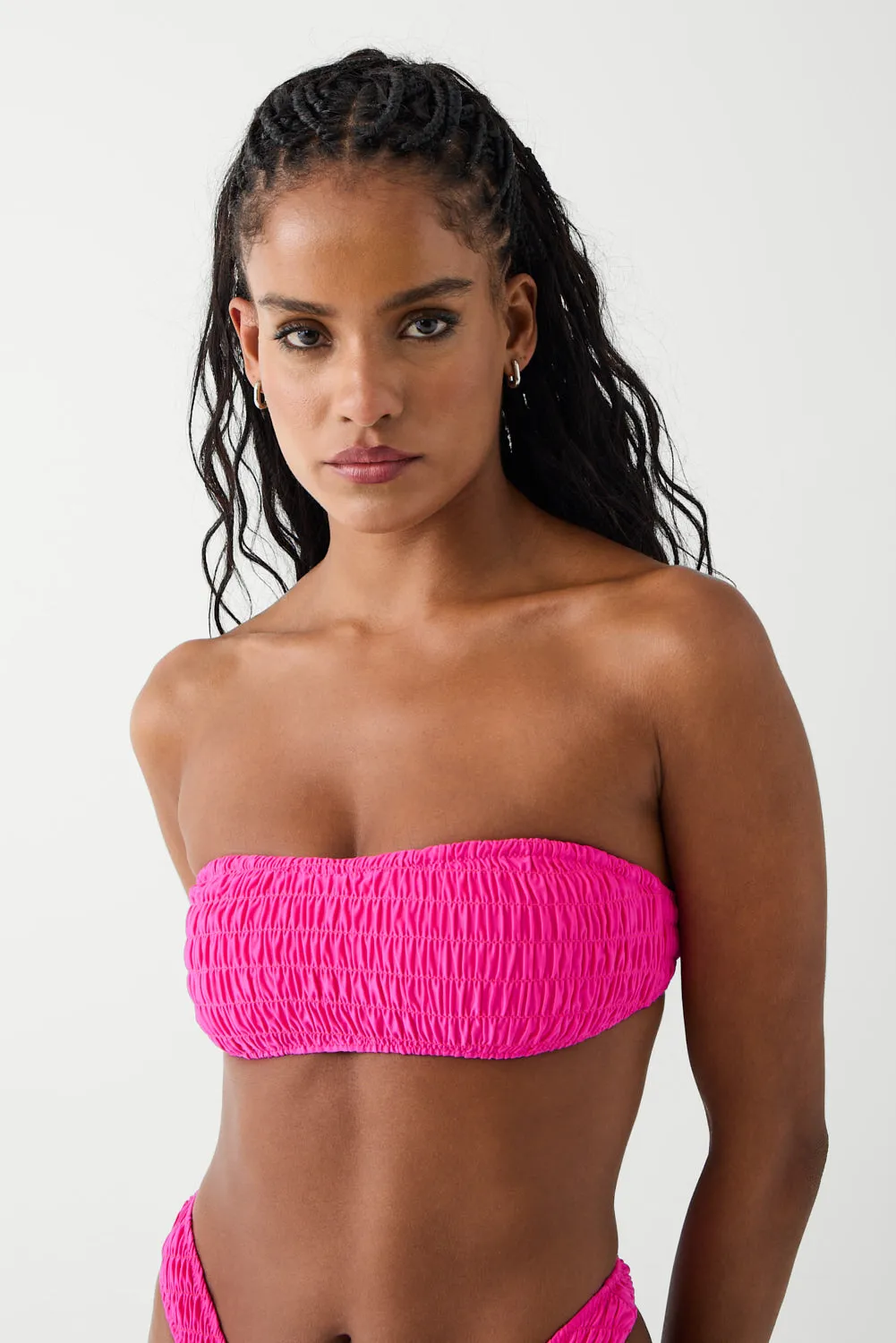 Rosabella Bandeau Shine Bikini Top - Candy Pink sold by Frankie's Bikinis