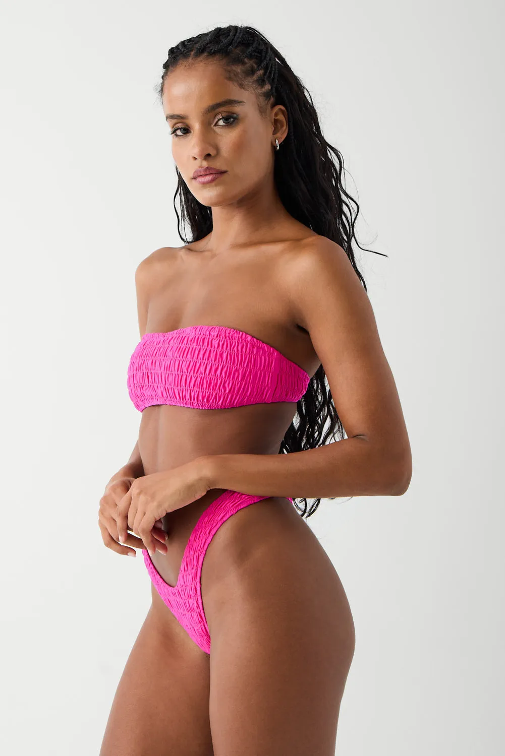 Rosabella Bandeau Shine Bikini Top - Candy Pink sold by Frankie's Bikinis product image thumbnail 4