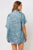 Fifi Silk Button Up Shirt - Blue Paisley sold by Frankie's Bikinis