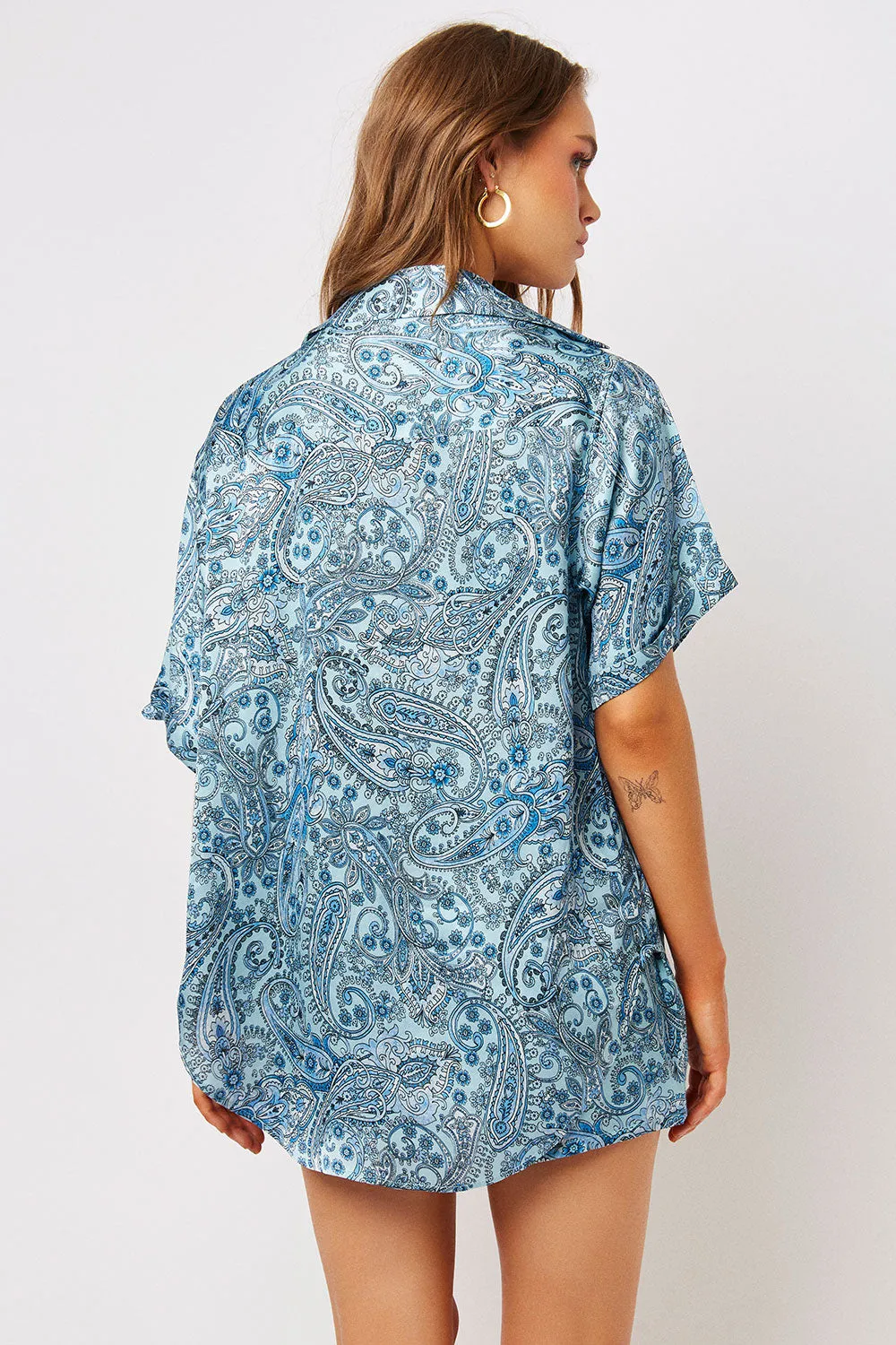 Fifi Silk Button Up Shirt - Blue Paisley sold by Frankie's Bikinis product image thumbnail 2