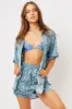 Fifi Silk Button Up Shirt - Blue Paisley sold by Frankie's Bikinis