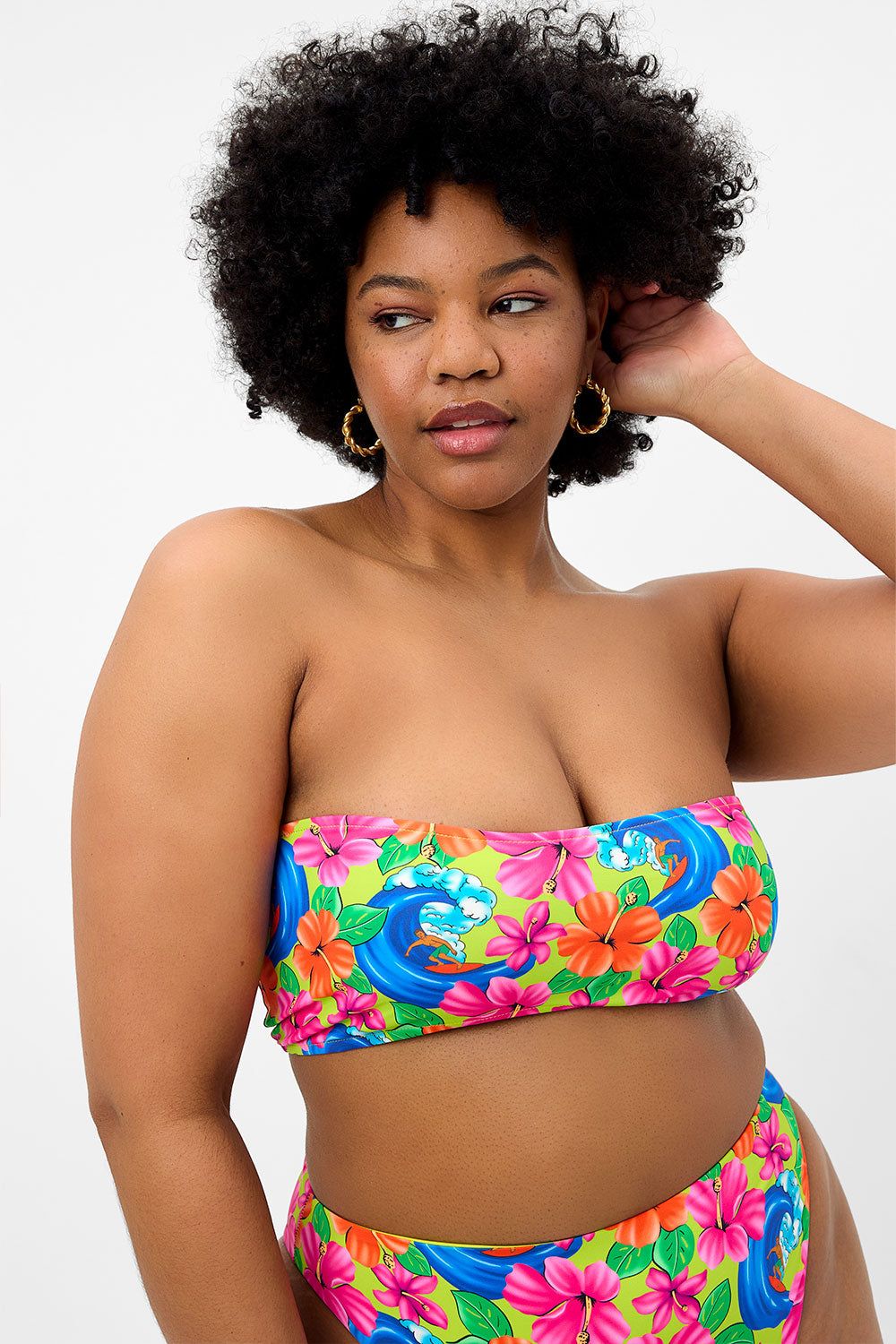 Jean Floral Bandeau Bikini Top - Neon Surfer - Extended sold by Frankie's Bikinis