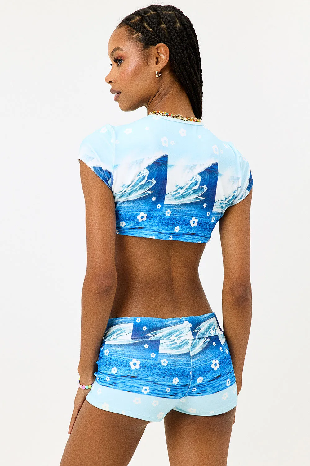 Bree Terry Crop Top - Blue Tides sold by Frankie's Bikinis product image thumbnail 3
