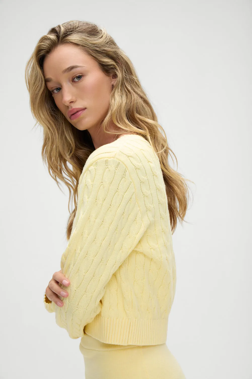 Dudley Cable Knit Cardigan - Vanilla Sugar sold by Frankie's Bikinis product image thumbnail 4