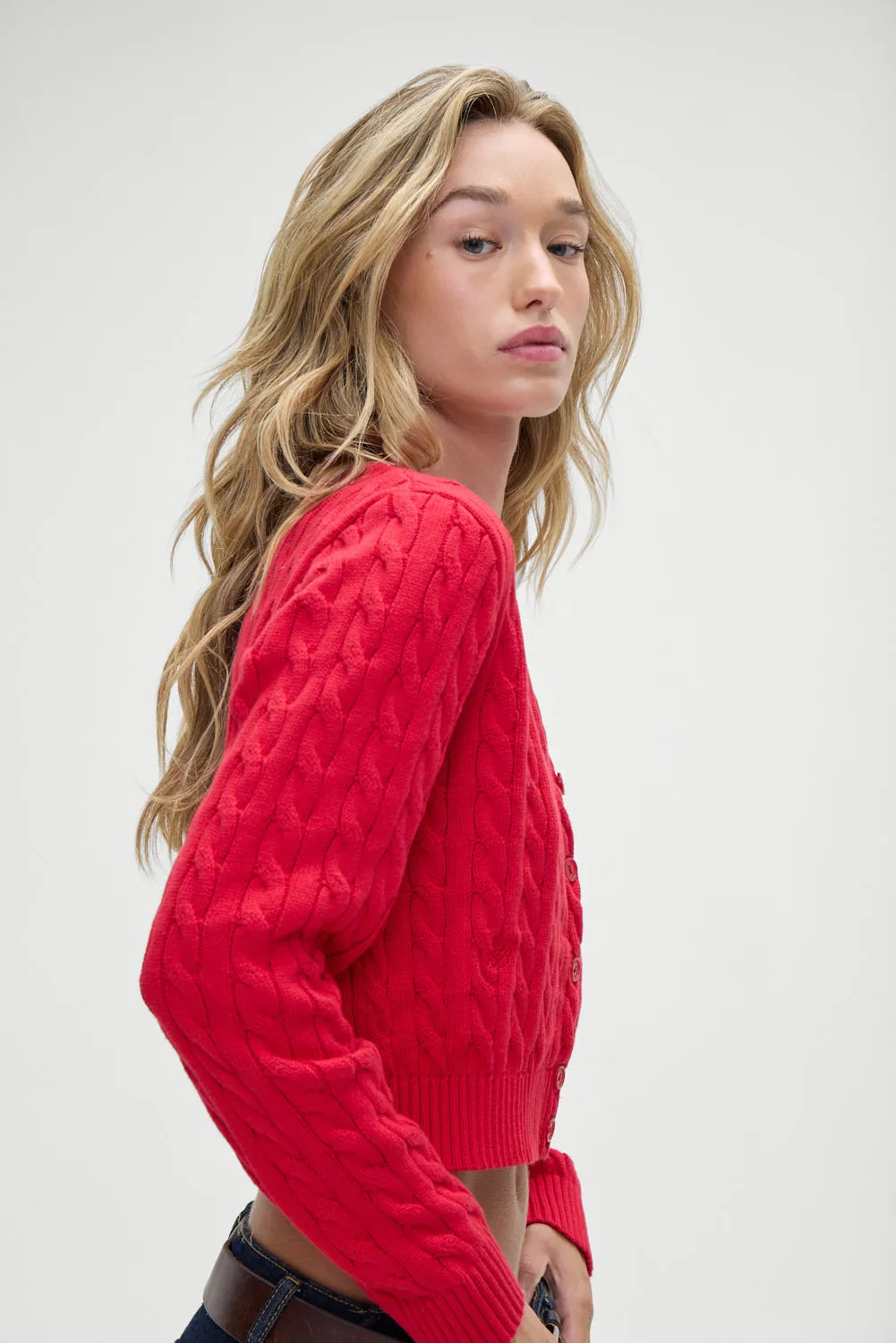 Dudley Cable Knit Cardigan - Heartstrings sold by Frankie's Bikinis product image thumbnail 4