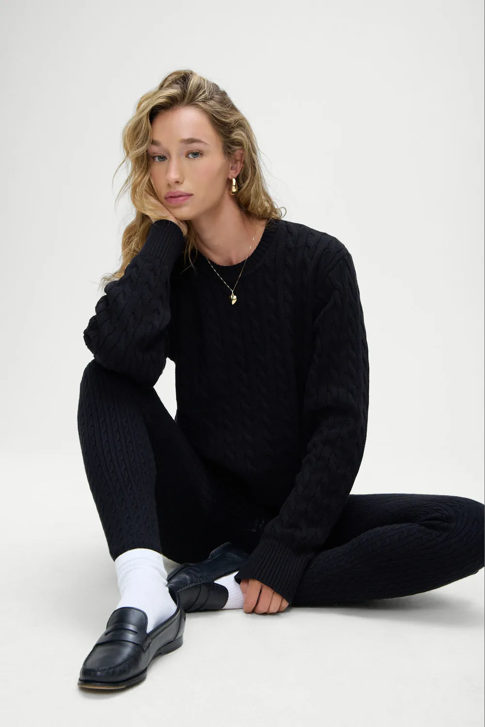 Varsity Cable Knit Sweater - Black sold by Frankie's Bikinis product image thumbnail 4