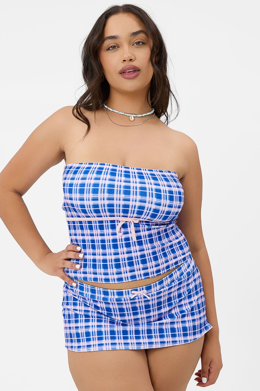 x GIGI HADID Peace Terry Strapless Bikini Top - Plaid sold by Frankie's Bikinis product image thumbnail 2