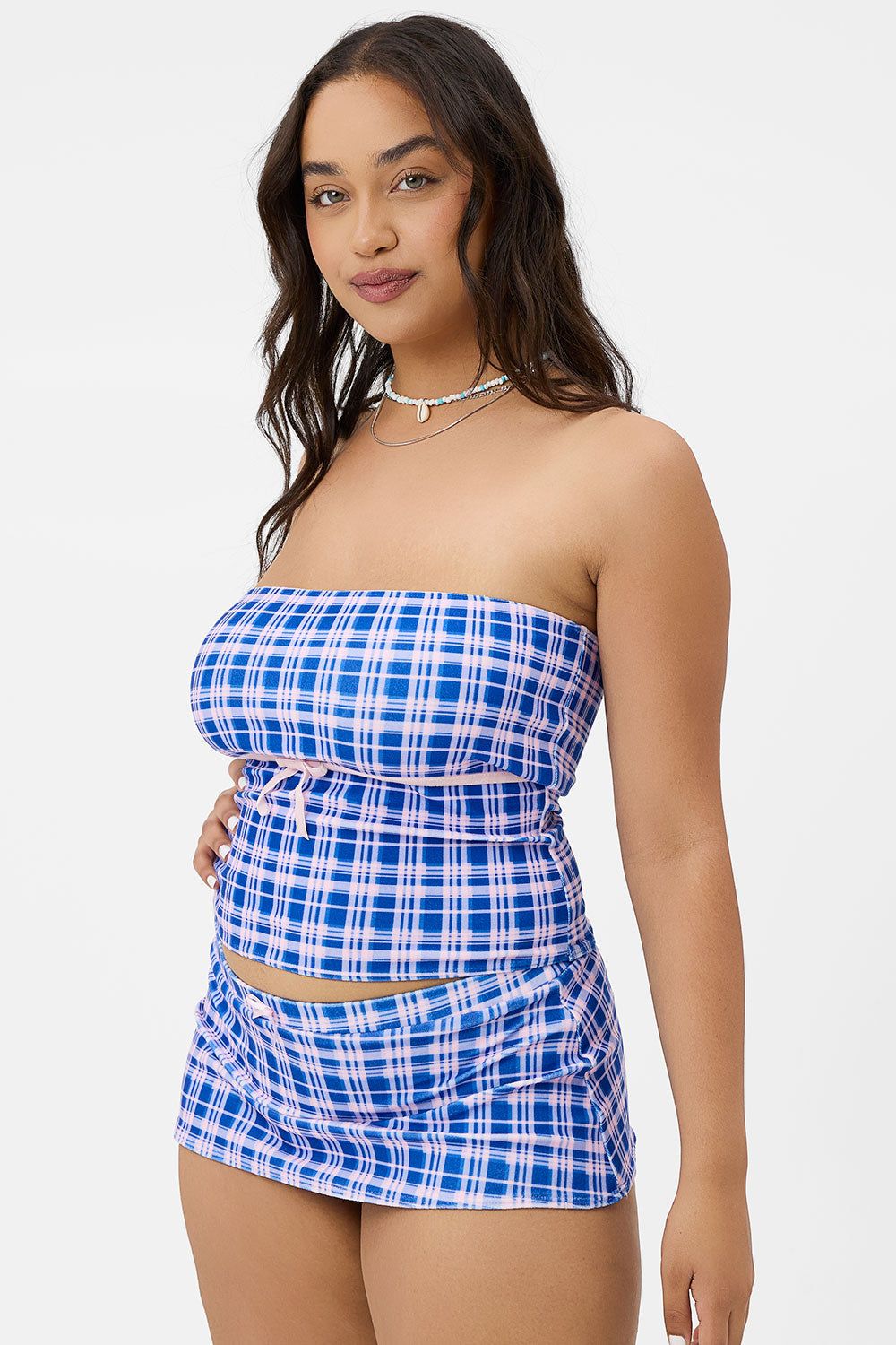 x GIGI HADID Peace Terry Strapless Bikini Top - Plaid sold by Frankie's Bikinis product image thumbnail 3