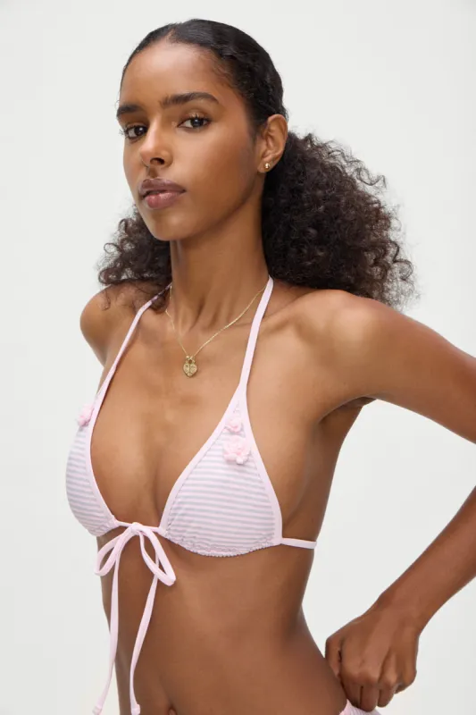 Paradise Micro Halter Bikini Top - Rosewater Stripe sold by Frankie's Bikinis