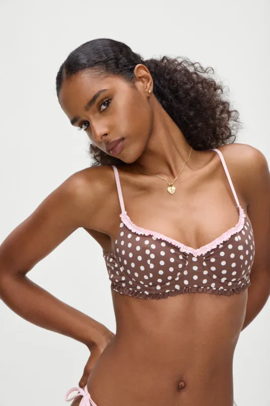 Lillie Underwire Bikini Top - Cocoa Dot sold by Frankie's Bikinis