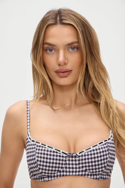 Cola Gingham Underwire Bikini Top - Blackberry Gingham sold by Frankie's Bikinis