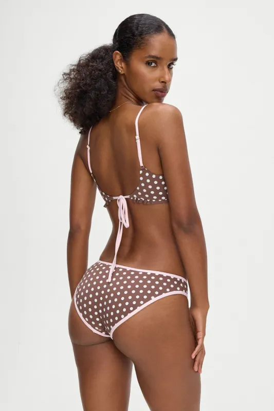 Catalina Full Coverage Bikini Bottom - Cocoa Dot sold by Frankie's Bikinis