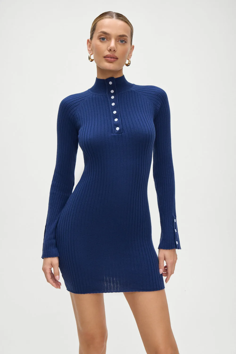 Isla Long Sleeve Mini Dress - Midnight Blue sold by Frankie's Bikinis product image thumbnail 4