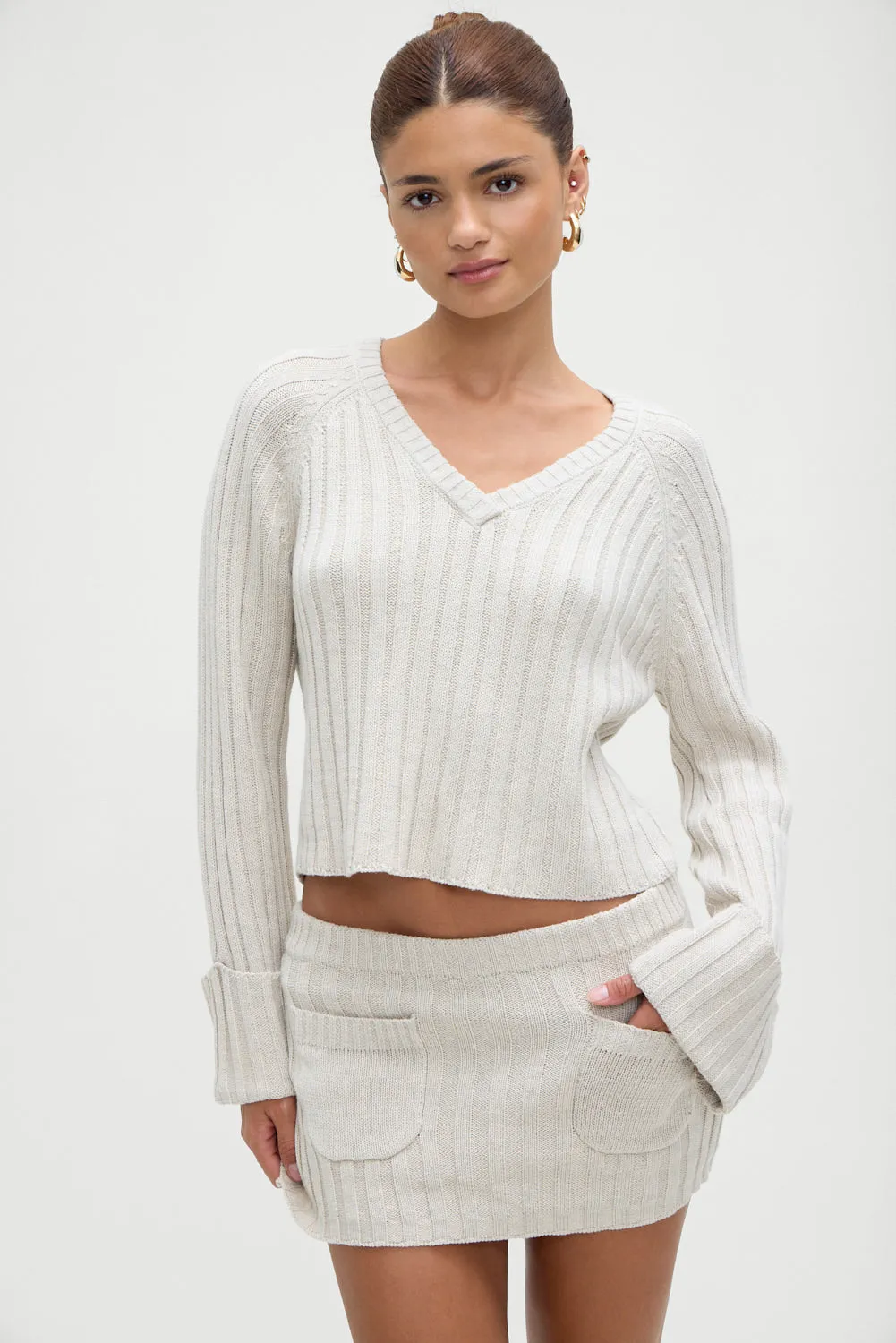 Ashton Knit Mini Skort - Cream sold by Frankie's Bikinis