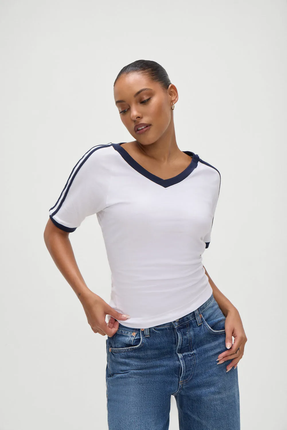 Bodega V Neck Shirt - White sold by Frankie's Bikinis product image thumbnail 5