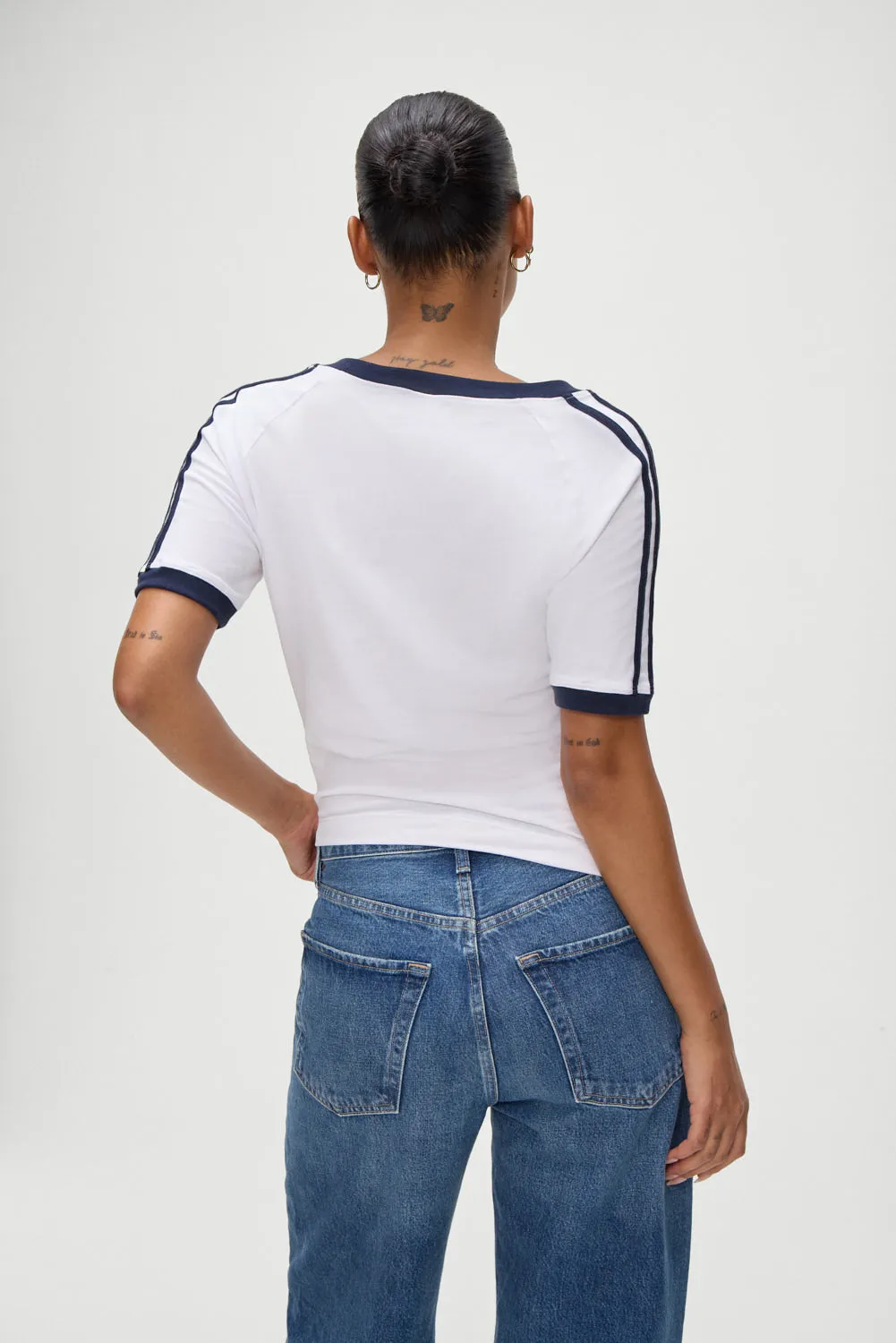 Bodega V Neck Shirt - White sold by Frankie's Bikinis product image thumbnail 2