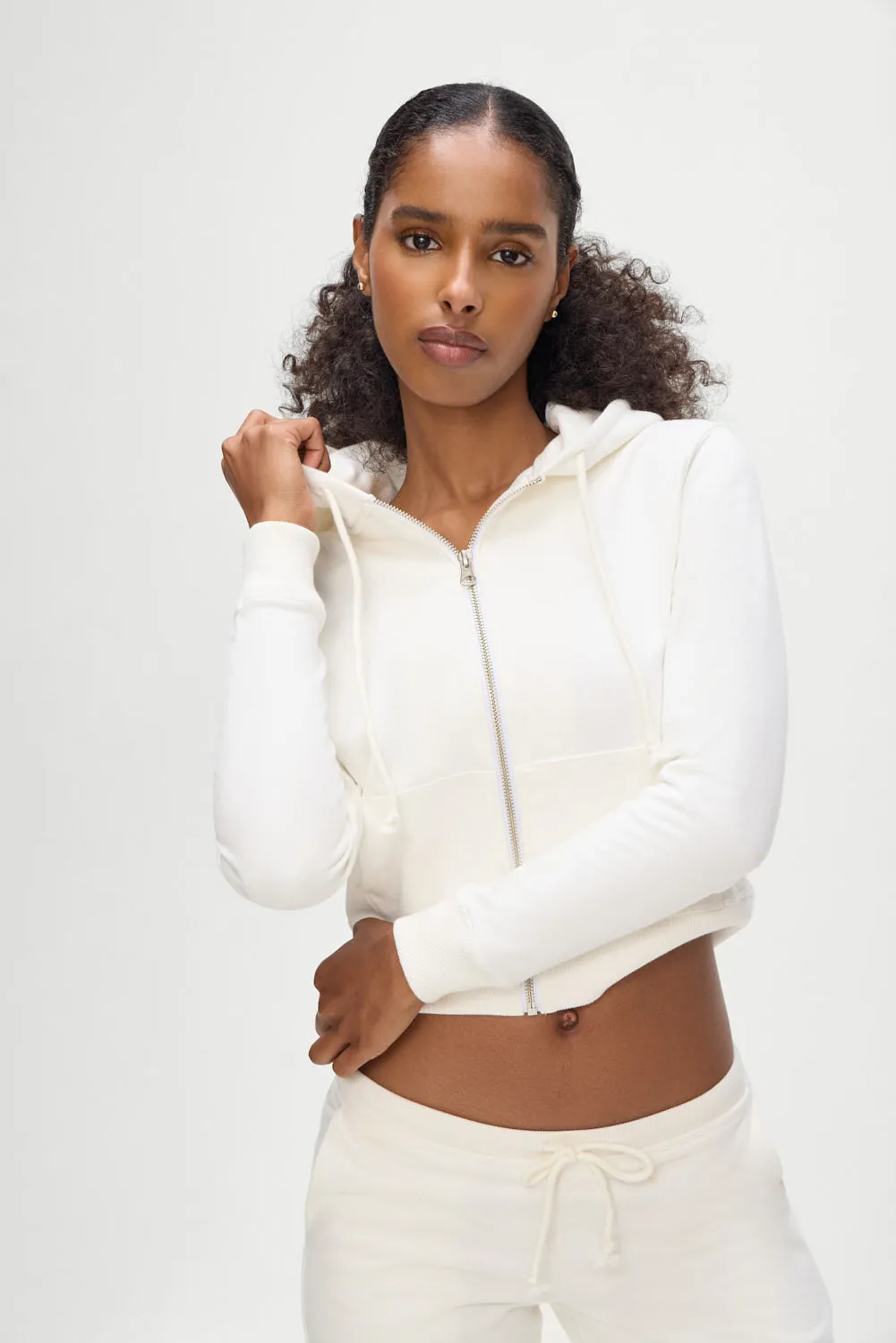 Fall Zip Up Hoodie - White sold by Frankie's Bikinis