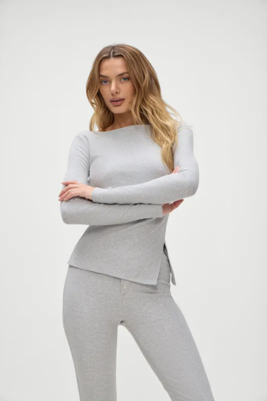 Talia Long Sleeve Shirt - Heather Grey made by Frankie's Bikinis