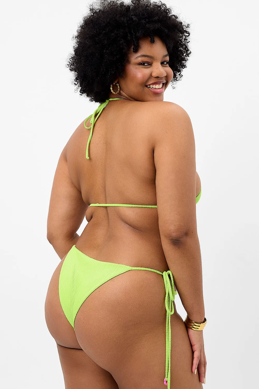 Keira Plissé Cheeky Bikini Bottom - Kiwi sold by Frankie's Bikinis product image thumbnail 2