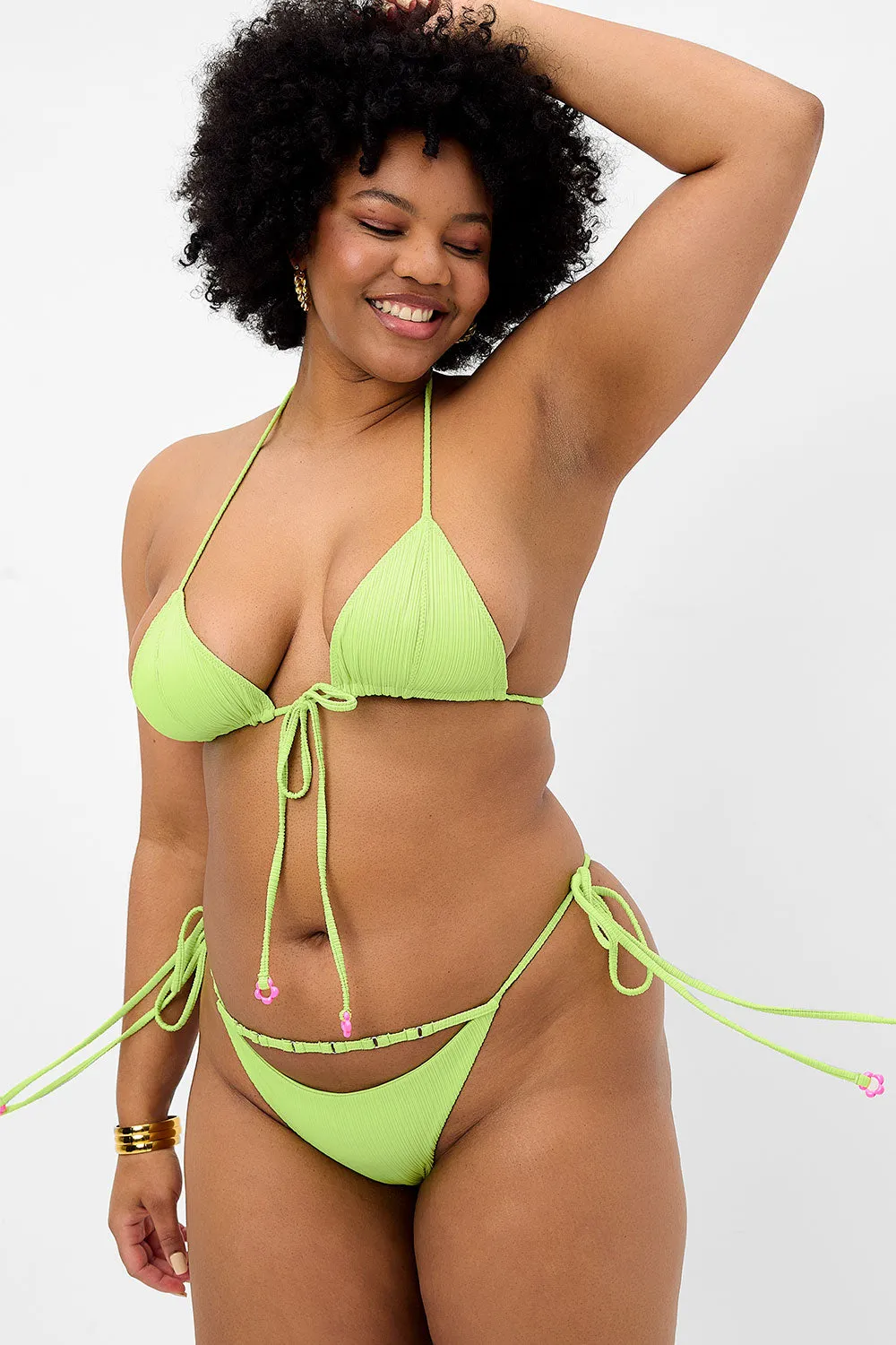 Keira Plissé Cheeky Bikini Bottom - Kiwi sold by Frankie's Bikinis product image thumbnail 3