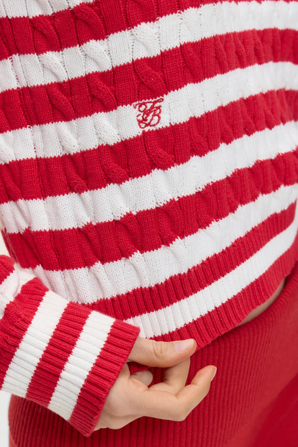 Varsity Cable Knit Sweater - Heartstrings Stripe sold by Frankie's Bikinis product image thumbnail 5