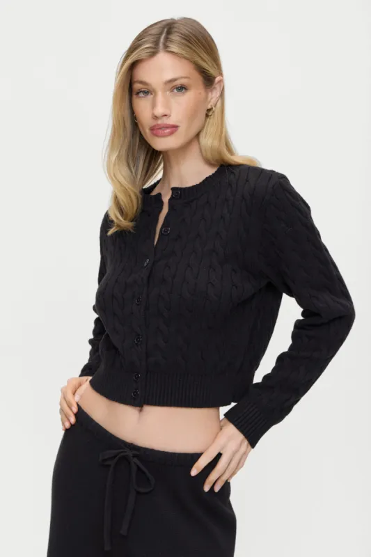 Dudley Cable Knit Cardigan - Black sold by Frankie's Bikinis