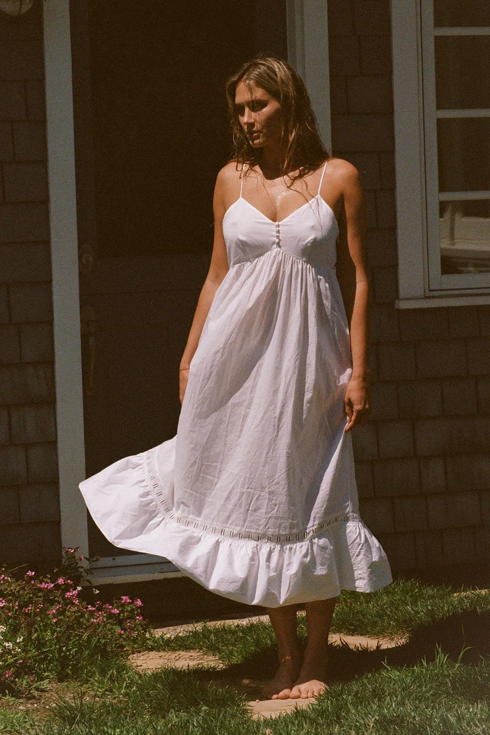 Airy Poplin Midi Dress - White sold by Frankie's Bikinis