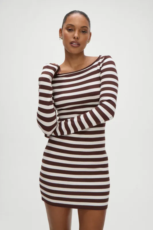 Luca Knit Mini Dress - Brown Sugar Stripe sold by Frankie's Bikinis