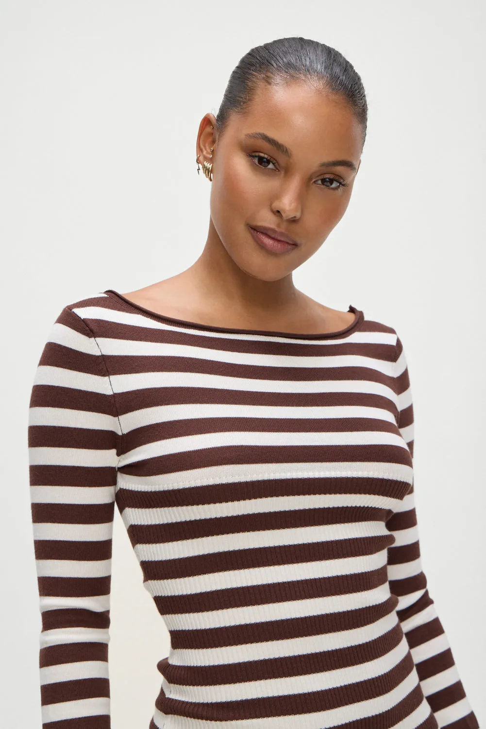 Luca Knit Mini Dress - Brown Sugar Stripe sold by Frankie's Bikinis product image thumbnail 3