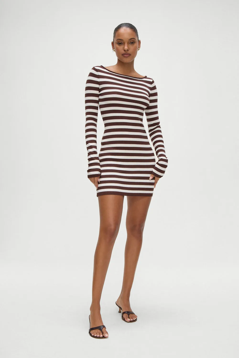 Luca Knit Mini Dress - Brown Sugar Stripe sold by Frankie's Bikinis product image thumbnail 5